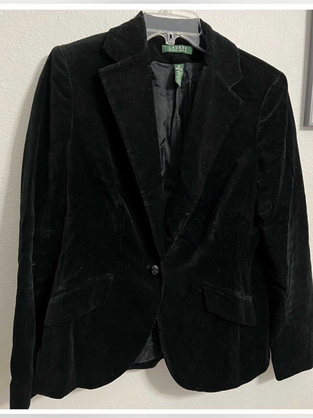 Lauren Ralph Lauren Black Velvet Single-Button Blazer
